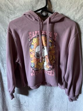 Peanuts Mauve Pullover Hoodie with Retro Graphic crop top